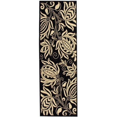 Safavieh 2 Ft. -2 In. X 14 Ft. Runner Indoor-Outdoor Courtyard- Black And Sand- Machine Made Rug CY2961-3908-214